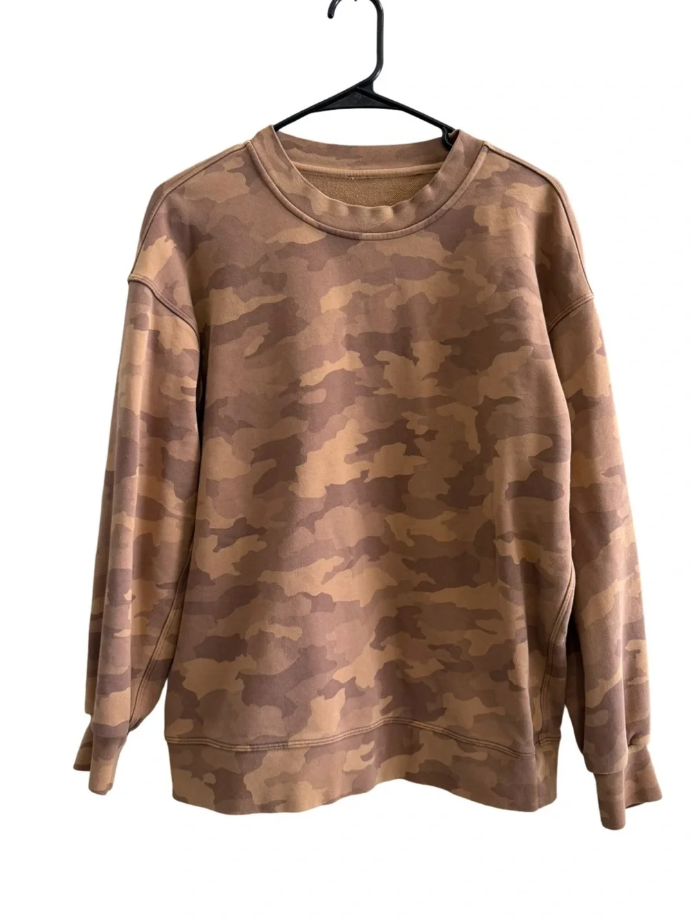 LULULEMON Perfectly Oversized Crew Heritage 365 Camo Beige Size 10 Estimated